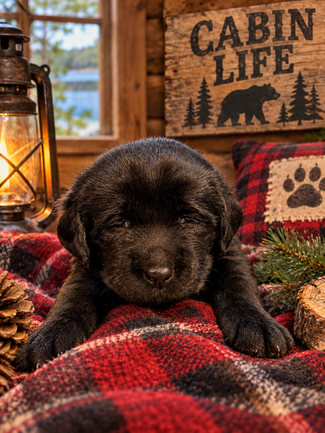 cabin life puppy